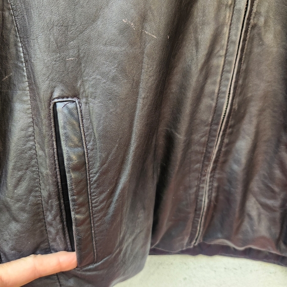 BOSTON HARBOUR Men's Bomber Jacket Large Black Leather Quilted Lining - Picture 4 of 15